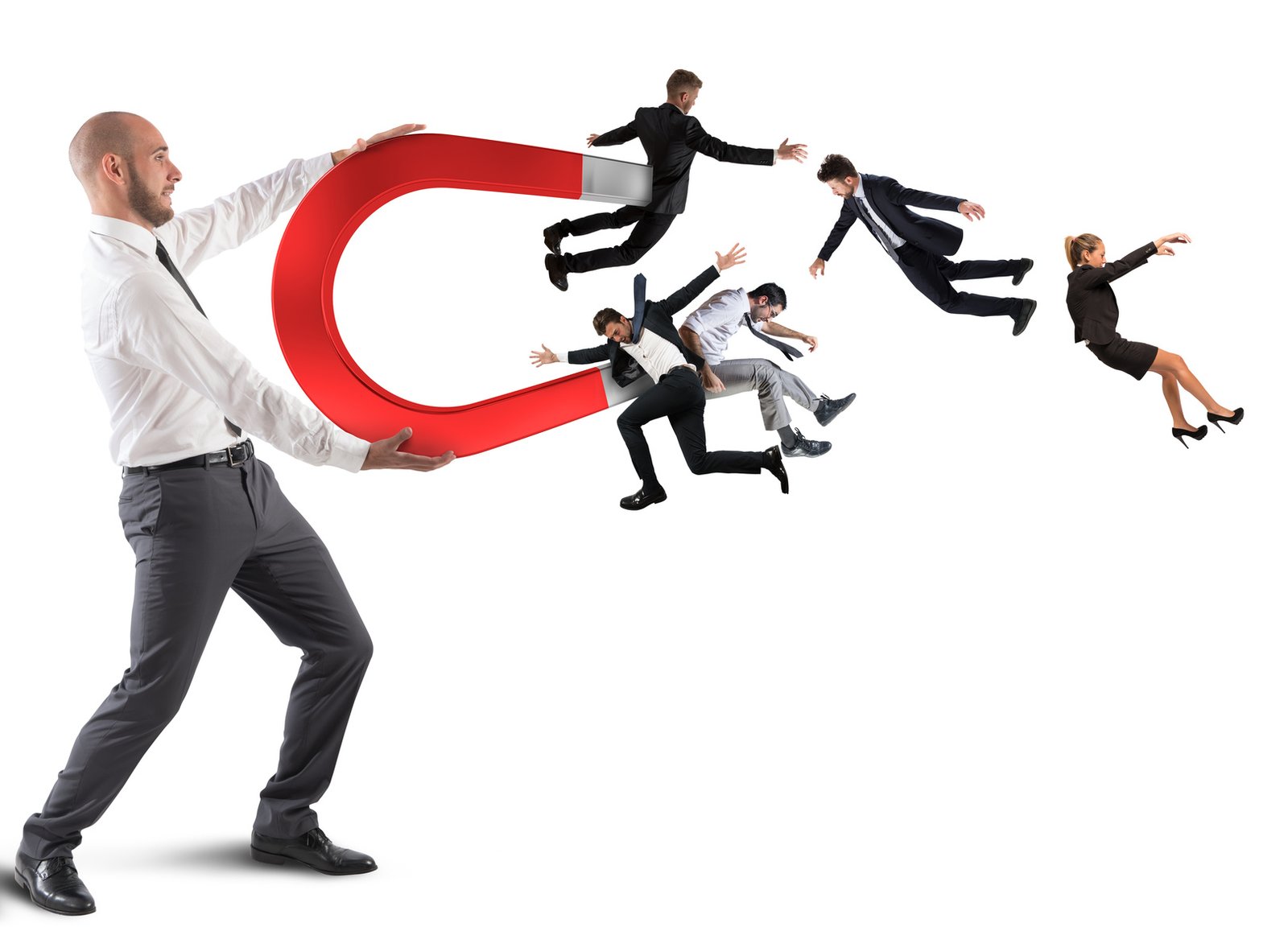 como-aumentar-as-vendas-2-1 imagem Businessman attracts potential customers, or hires candidates looking for work.